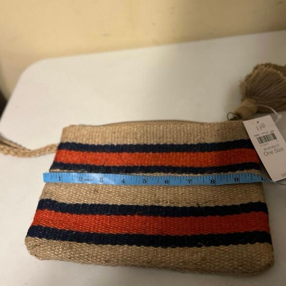 J. Jill Clutch Wristlet Pouch Raffia Striped with Tasseled Boho Resort Beach - Picture 6 of 8